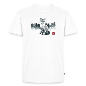 Kitsune Fox with Hanko Stamp - Men's Premium Organic T-Shirt - white - Front - Nico (187cm)