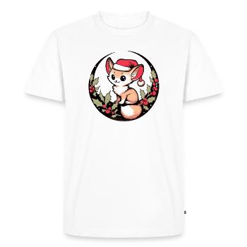 Renard Kawaii en Cercle De Houx Chapeau de Père Noël - T-shirt Premium bio Homme - blanc - Devant - Nico (187cm)