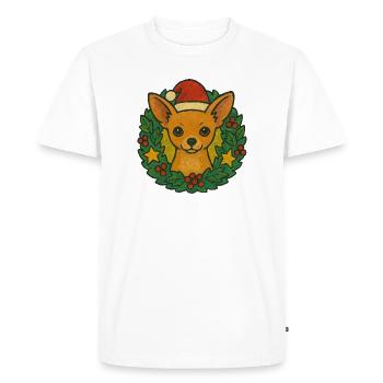 Couronne de Noël Chihuahua - T-shirt Premium bio Homme - blanc - Devant - Nico (187cm)