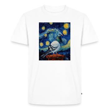 Colombe Oiseau Van Gogh Style Nuit étoilée - T-shirt Premium bio Homme - blanc - Devant - Nico (187cm)