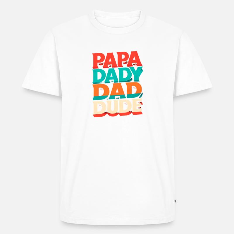 Papa Papa Dude Retro Regenbogen - Männer Premium Bio T-Shirt - Weiß
