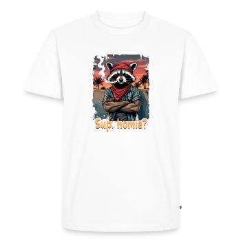 Racoon Sunset Streetstyle - T-shirt Premium bio Homme - blanc - Devant - Nico (187cm)
