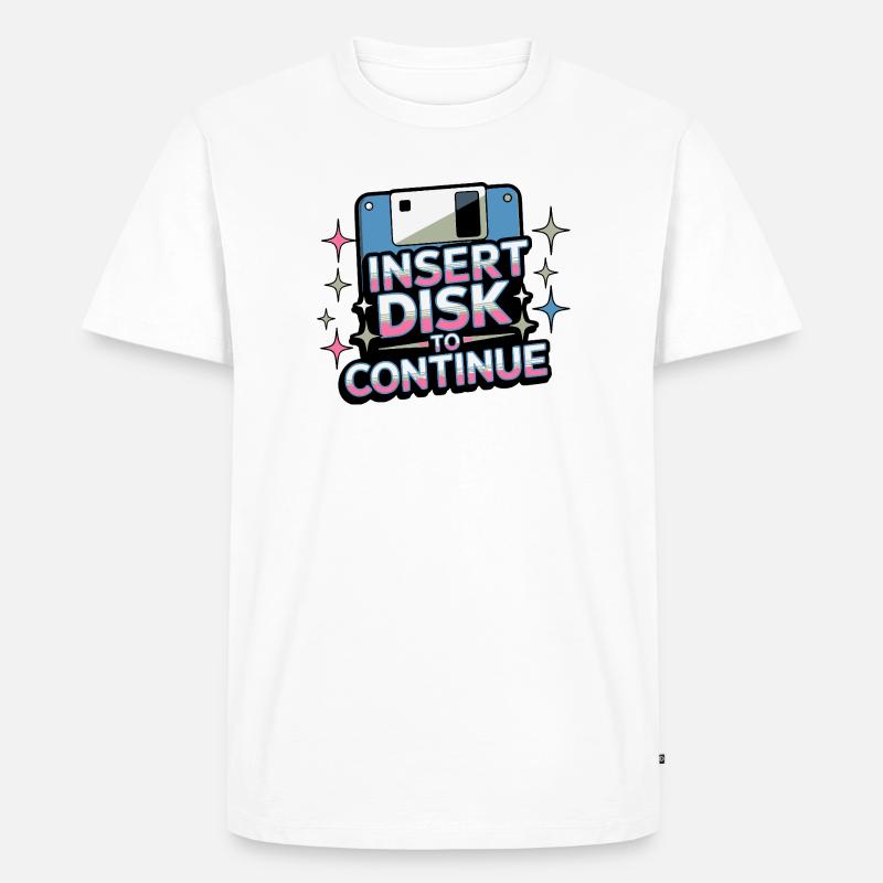 Y2K Retro – Insert Disk to Continue - Männer Premium Bio T-Shirt - Weiß