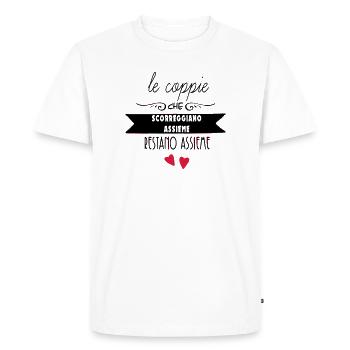Coeurs suspendus en silhouette - T-shirt Premium bio Homme - blanc - Devant - Nico (187cm)