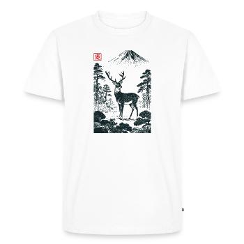 Mystic Deer with Hanko Stamp - Men's Premium Organic T-Shirt - white - Front - Nico (187cm)