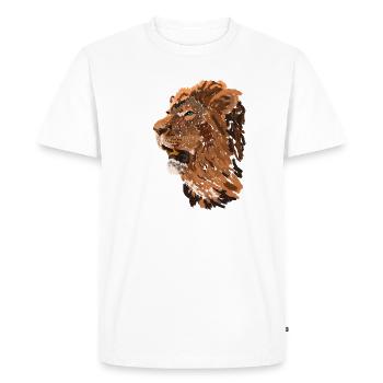 Tête de lion en style pinceau - T-shirt Premium bio Homme - blanc - Devant - Nico (187cm)