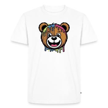 Tête d’ours en peluche colorée dégoulinante Kawaii arc-en-ciel - T-shirt Premium bio Homme - blanc - Devant - Nico (187cm)