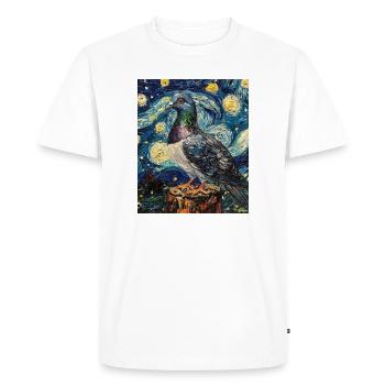 Colombe Oiseau Van Gogh Style Nuit étoilée - T-shirt Premium bio Homme - blanc - Devant - Nico (187cm)