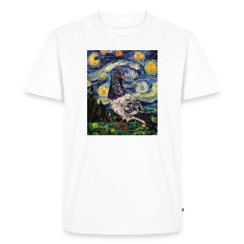 Colombe Oiseau Van Gogh Style Nuit étoilée - T-shirt Premium bio Homme - blanc - Devant - Nico (187cm)
