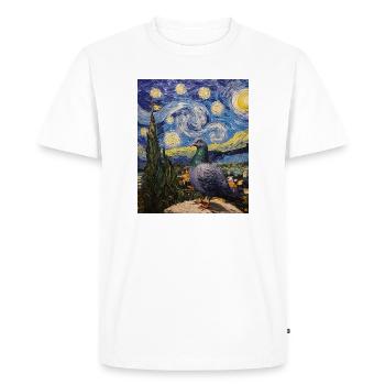 Colombe Oiseau Van Gogh Style Nuit étoilée - T-shirt Premium bio Homme - blanc - Devant - Nico (187cm)