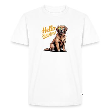 Hello Sunshine - Cool Golden Retriever Logo pour animaux de compagnie - T-shirt Premium bio Homme - blanc - Devant - Nico (187cm)
