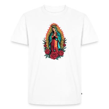 Vierge Guadalupe Rose Icône - T-shirt Premium bio Homme - blanc - Devant - Nico (187cm)