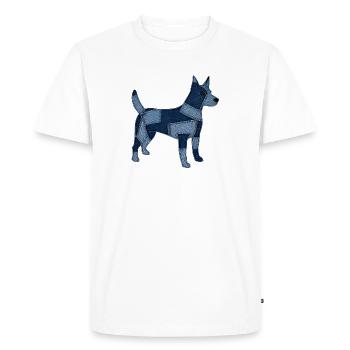Patchwork dog made of denim - Men's Premium Organic T-Shirt - white - Front - Nico (187cm)
