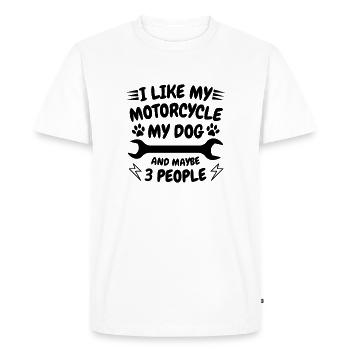 Moto Chien Humour Moto - T-shirt Premium bio Homme - blanc - Devant - Nico (187cm)