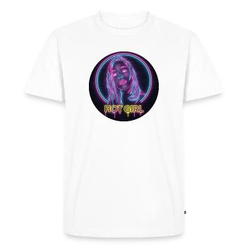 Neon Hot Girl - Men's Premium Organic T-Shirt - white - Front - Nico (187cm)