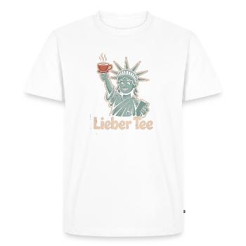 Cher thé Liberty Design - T-shirt Premium bio Homme - blanc - Devant - Nico (187cm)
