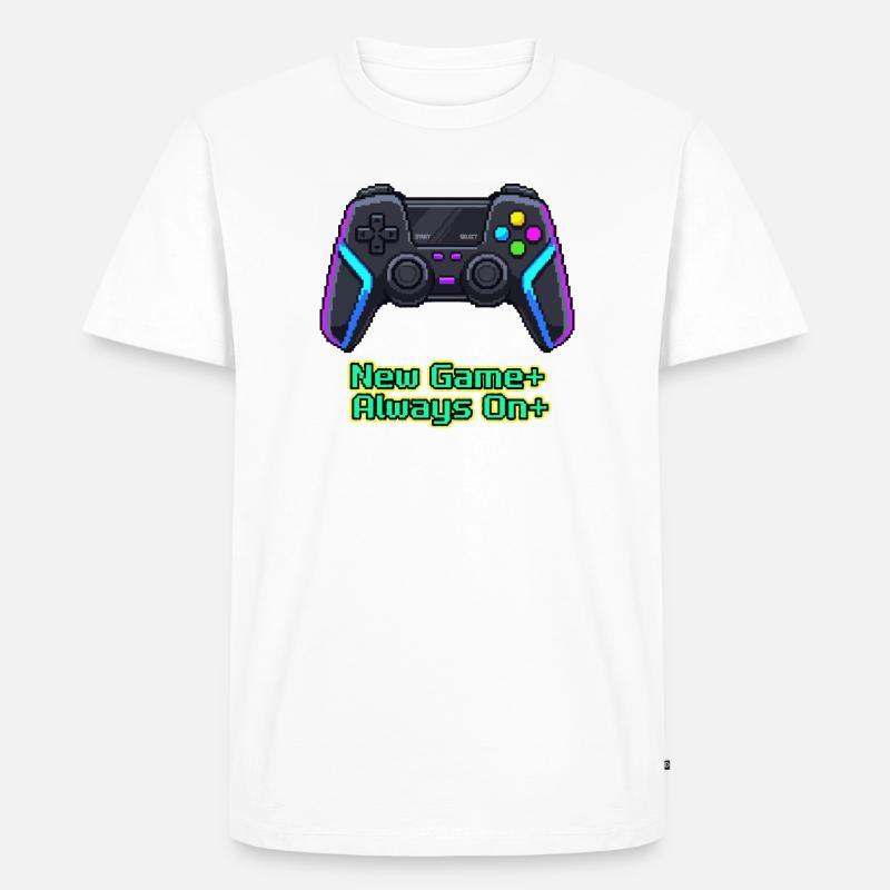 Neon Pixel Controller Neues Spiel Plus - Männer Premium Bio T-Shirt - Weiß