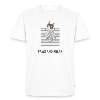 Chat curieux - Dessin au trait optique amusant - T-shirt Premium bio Homme - blanc - Devant - Nico (187cm)