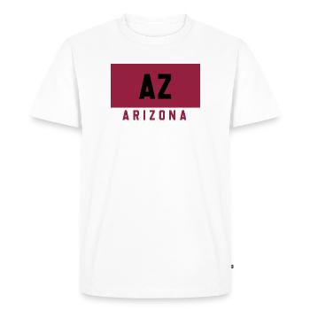 Logo Arizona AZ en bordeaux et noir - T-shirt Premium bio Homme - blanc - Devant - Nico (187cm)