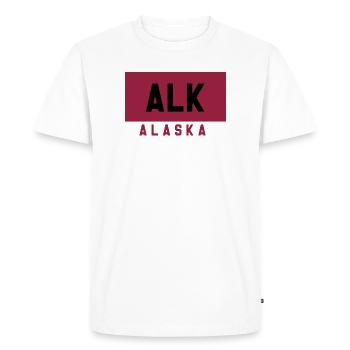 Typographie de l’Alaska en couleur rubis - T-shirt Premium bio Homme - blanc - Devant - Nico (187cm)