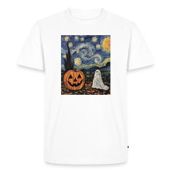 citrouille fantôme halloween van gogh style nuit étoilée - T-shirt Premium bio Homme - blanc - Devant - Nico (187cm)