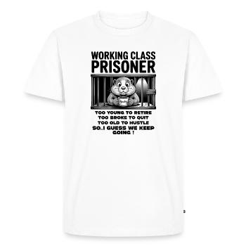 Lundi Trapped Work Drôle Tenue De Travail - T-shirt Premium bio Homme - blanc - Devant - Nico (187cm)