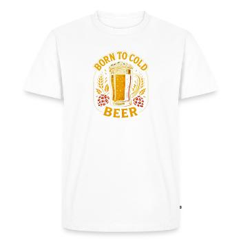 Né Pour La Bière Froide | Brasserie Urbaine - T-shirt Premium bio Homme - blanc - Devant - Nico (187cm)
