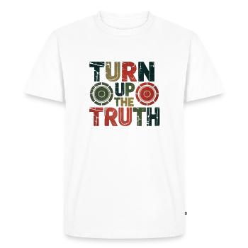 Retro Grunge – Montez la vérité - T-shirt Premium bio Homme - blanc - Devant - Nico (187cm)