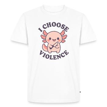 Axolotl mignon rebelle – I Choose Violence - T-shirt Premium bio Homme - blanc - Devant - Nico (187cm)