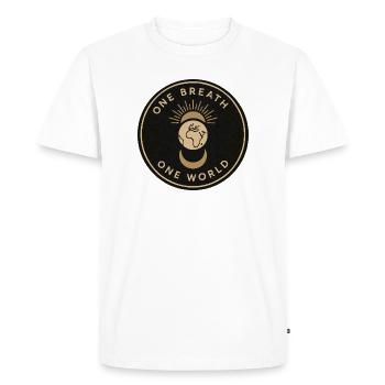 Une respiration, un monde – Pleine conscience et équilibre - T-shirt Premium bio Homme - blanc - Devant - Nico (187cm)