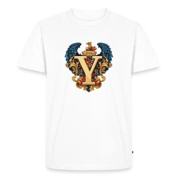 Y Letter Name Crown - Men's Premium Organic T-Shirt - white - Front - Nico (187cm)