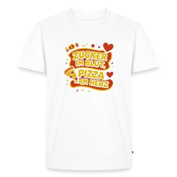 Sugar in the blood, pizza in the heart - pizza lovers - Men's Premium Organic T-Shirt - white - Front - Nico (187cm)