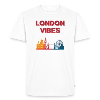 London Vibes Rainbow Skyline - T-shirt Premium bio Homme - blanc - Devant - Nico (187cm)