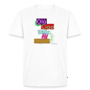 Variété de langues Conception de salutation colorée - T-shirt Premium bio Homme - blanc - Devant - Nico (187cm)
