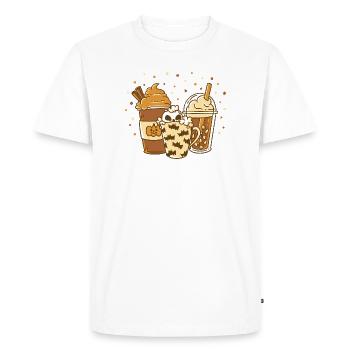 Automne Pumpkin Latte Spice Boissons de saison - T-shirt Premium bio Homme - blanc - Devant - Nico (187cm)