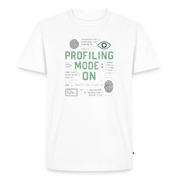 Profiling Mode: ON – True Crime & Mindhunter Shirt - Men's Premium Organic T-Shirt - white - Front - Nico (187cm)