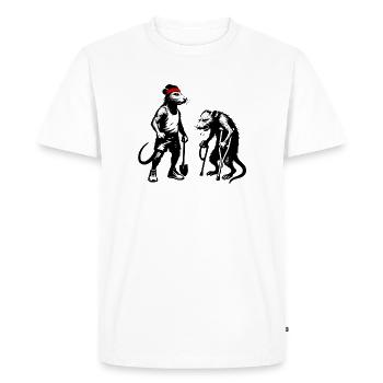Jeunes - Vieux | En forme - Frêle | En bonne santé - malade - T-shirt Premium bio Homme - blanc - Devant - Nico (187cm)