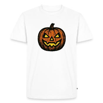 Citrouille d’Halloween dans le style grunge - T-shirt Premium bio Homme - blanc - Devant - Nico (187cm)