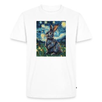 Lapin Lapin Lapin Van Gogh Style Nuit étoilée - T-shirt Premium bio Homme - blanc - Devant - Nico (187cm)