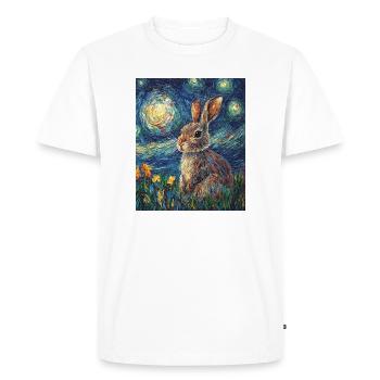 Lapin Lapin Lapin Van Gogh Style Nuit étoilée - T-shirt Premium bio Homme - blanc - Devant - Nico (187cm)