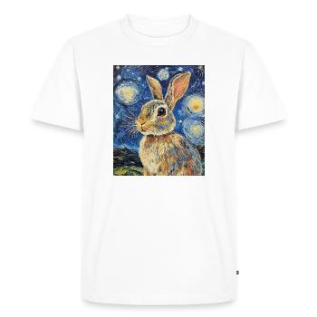 Lapin Lapin Lapin Van Gogh Style Nuit étoilée - T-shirt Premium bio Homme - blanc - Devant - Nico (187cm)