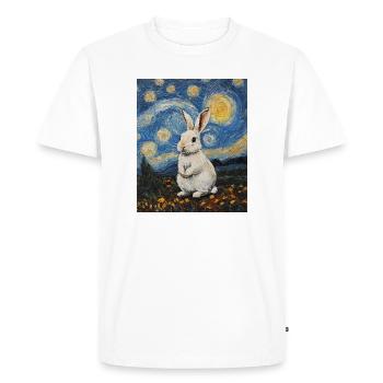 Lapin Lapin Lapin Van Gogh Style Nuit étoilée - T-shirt Premium bio Homme - blanc - Devant - Nico (187cm)