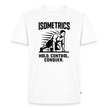 isometrics holding exercise static muscle work - Men's Premium Organic T-Shirt - white - Front - Nico (187cm)