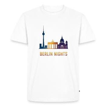 Skyline de la nuit de Berlin - T-shirt Premium bio Homme - blanc - Devant - Nico (187cm)