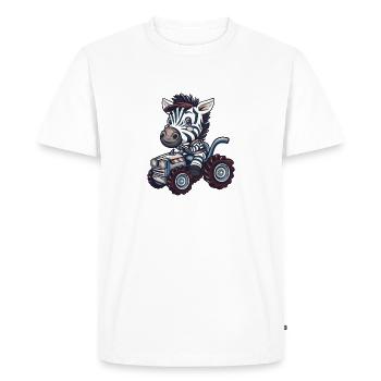 Zebra Tractor Farmer - Men's Premium Organic T-Shirt - white - Front - Nico (187cm)