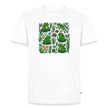 Scène verdoyante de l’étang aux grenouilles - T-shirt Premium bio Homme - blanc - Devant - Nico (187cm)