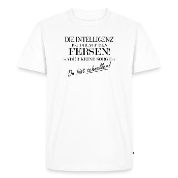 The intelligence is the one on the heels - Men's Premium Organic T-Shirt - white - Front - Nico (187cm)