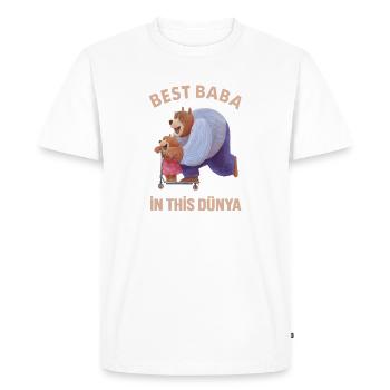 Meilleur Baba - Türk Baba Father’s Day Bear Design - T-shirt Premium bio Homme - blanc - Devant - Nico (187cm)