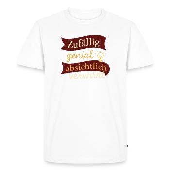Accidentally brilliant – intentionally confused - Men's Premium Organic T-Shirt - white - Front - Nico (187cm)