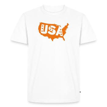 Carte orange des États-Unis avec étoiles - T-shirt Premium bio Homme - blanc - Devant - Nico (187cm)